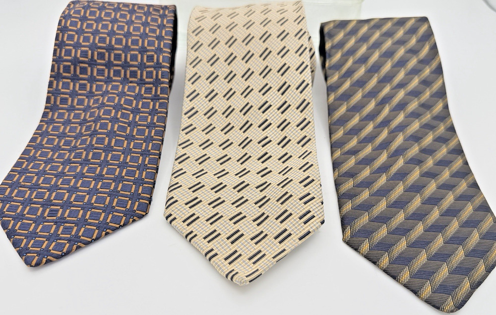 Barneys New York Vintage Silk Italian Ties Lot of 3 Mens Geometric Neckties